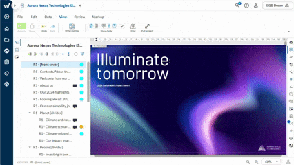 Scrolling through a document in Workiva